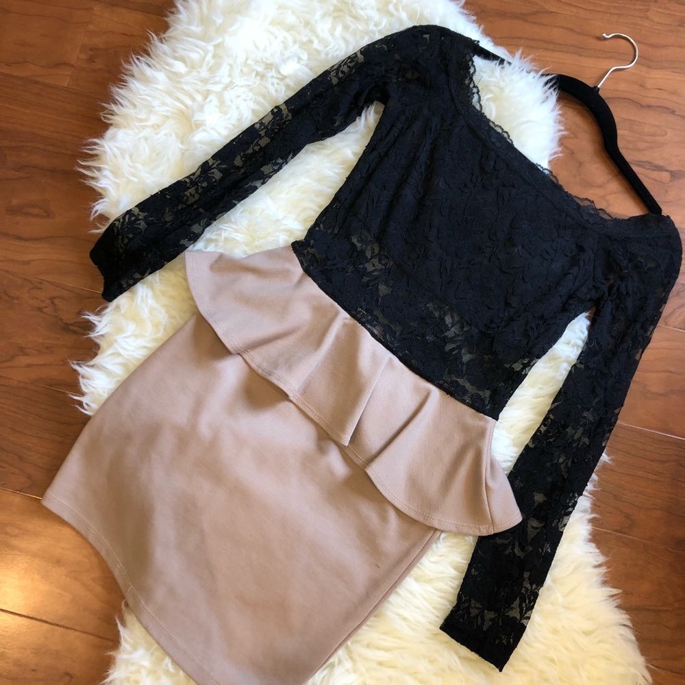 Lace Off-Shoulder Peplum dress